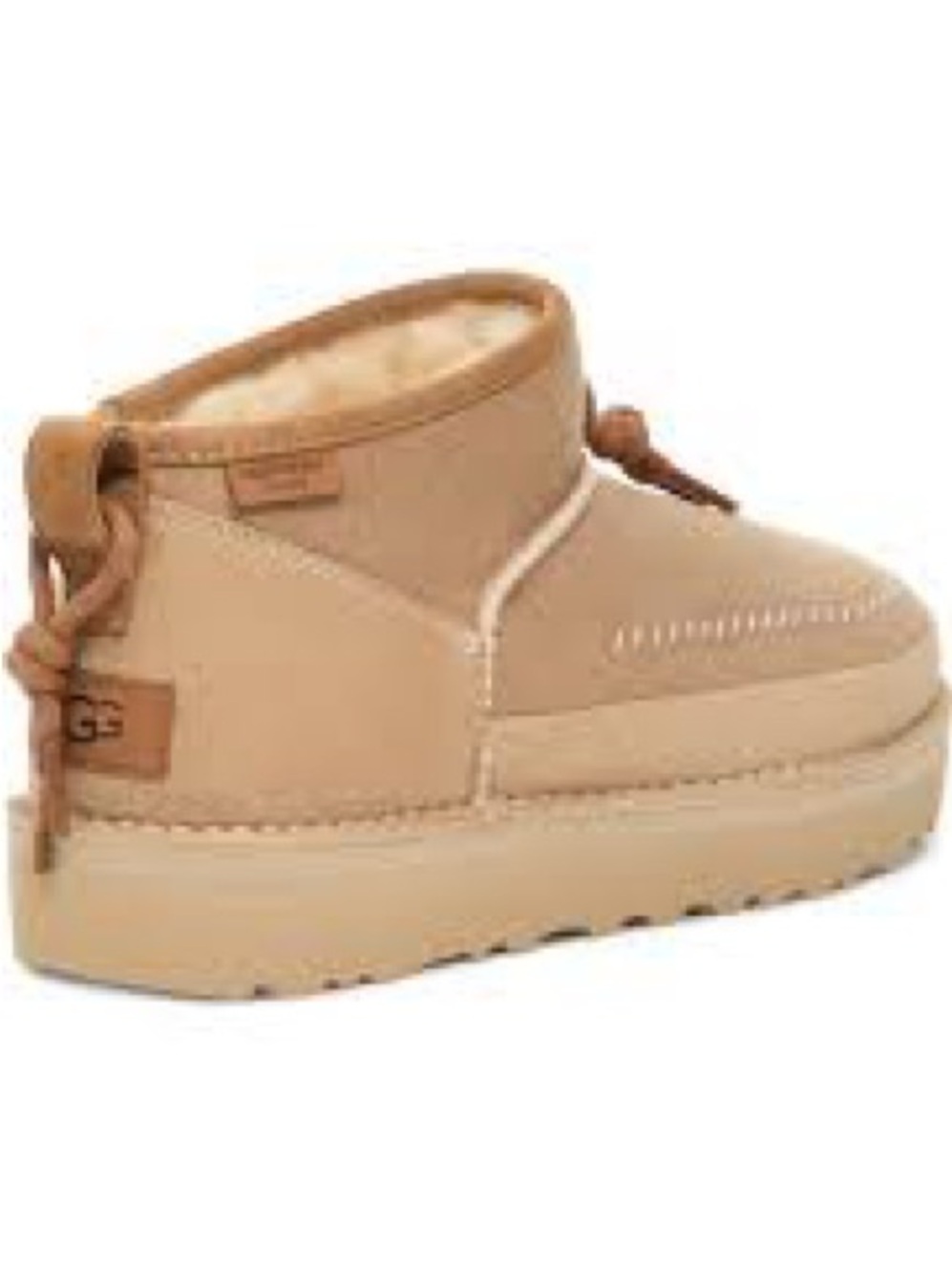 UGG Classic Ultra Mini Biarritz light beige suede whipstitch Slip-On Boot sz 8